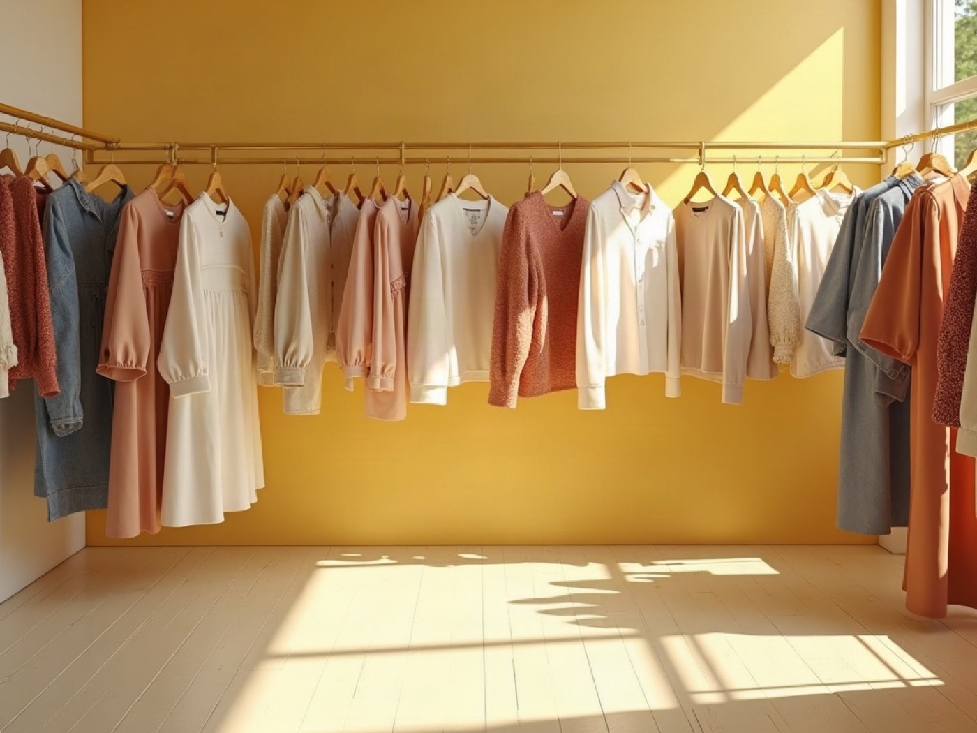 Women's rail with wooden hangers at SPORT d.o.o.